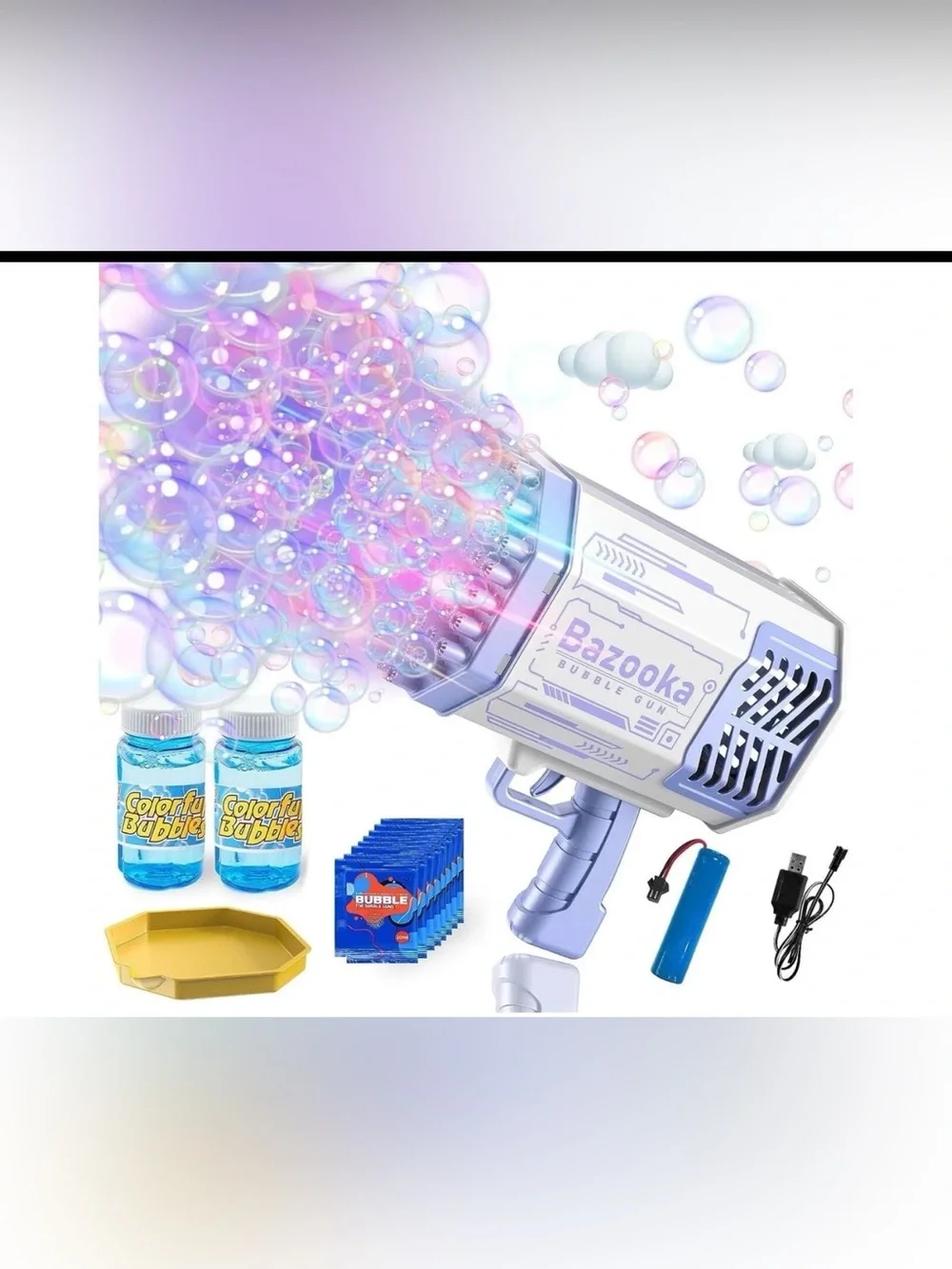 Toys - Automatic 69-Hole Bazooka Bubble Gun and bubbles